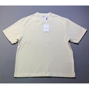 NWT Off-White Towel Terry All-Over Logo T-Shirt Men's Small Cream Textured Knit